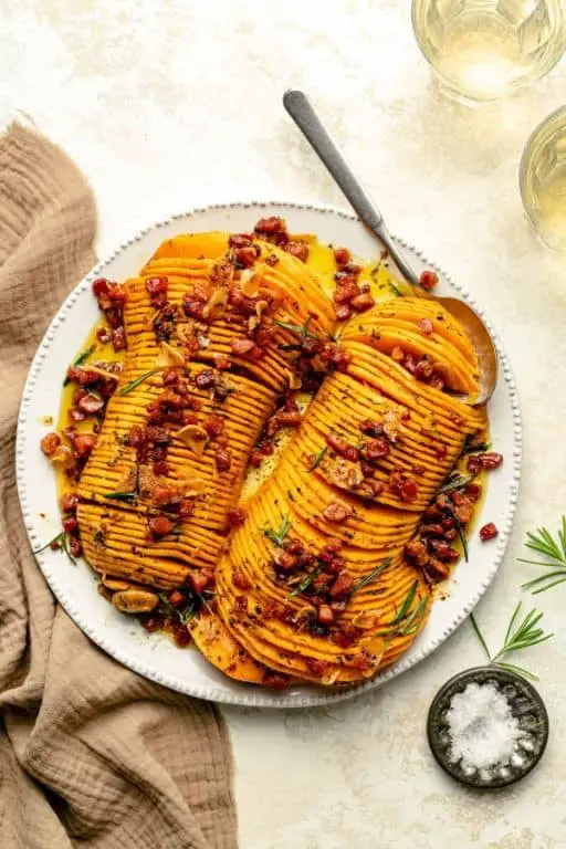 Bacon-Wrapped Hasselback Butternut Squash
