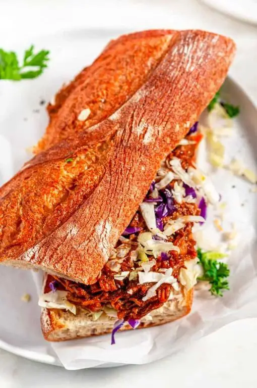 Baguette Sandwich with Pulled Pork and Coleslaw