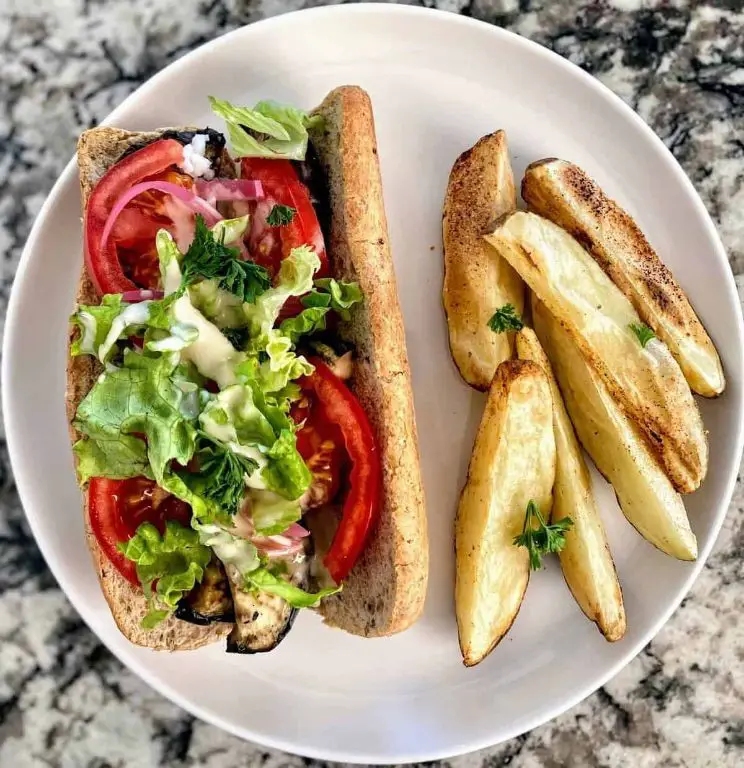Baguette Sandwich with Roasted Eggplant and Tahini