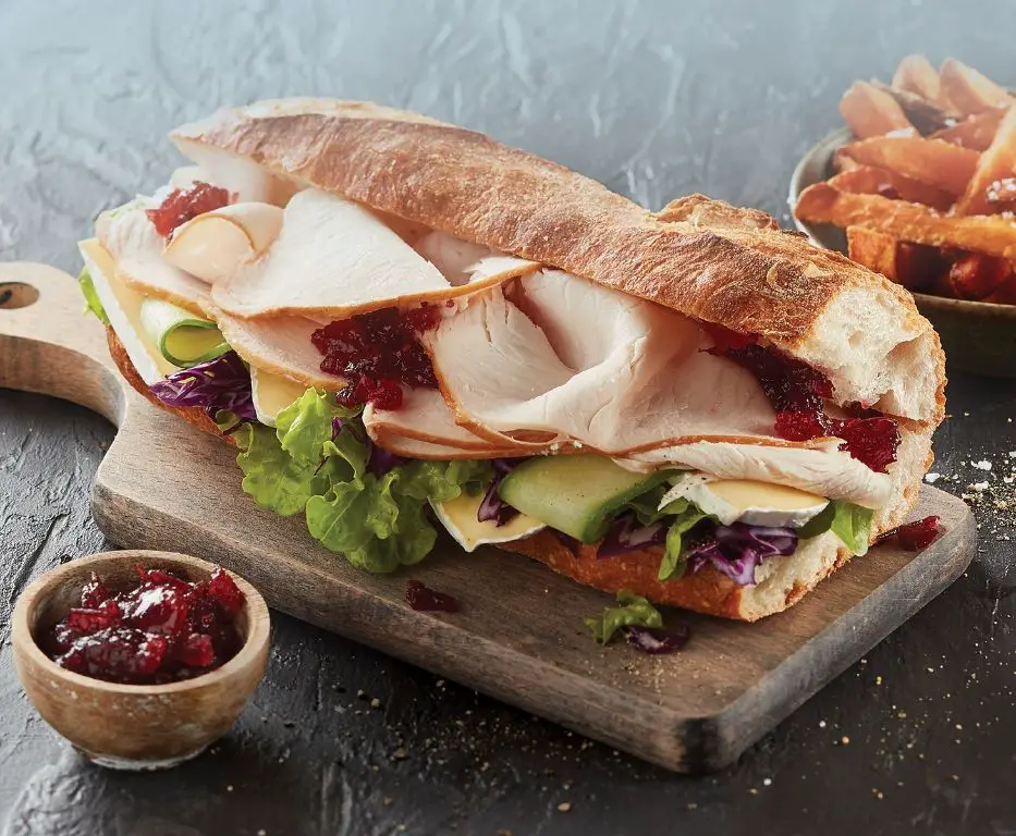 Baguette Sandwich with Turkey and Cranberry Sauce