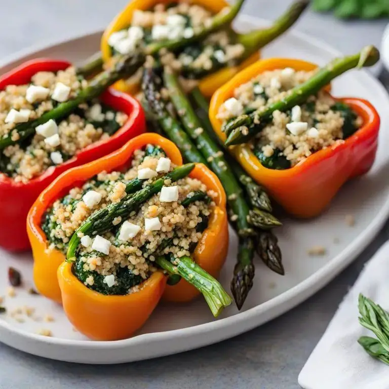 Baked Asparagus and Quinoa Stuffed Peppers