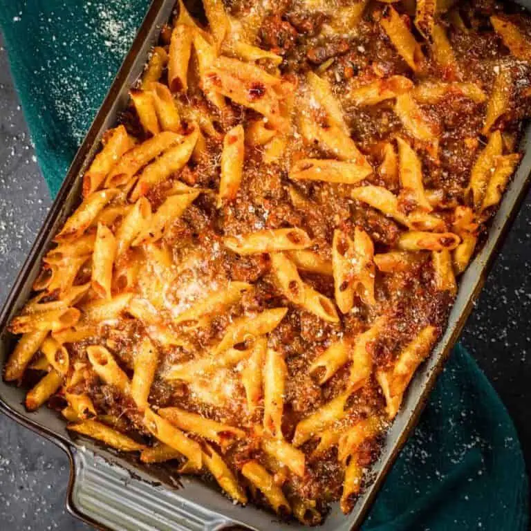 Baked Mostaccioli with Ground Beef and Ricotta