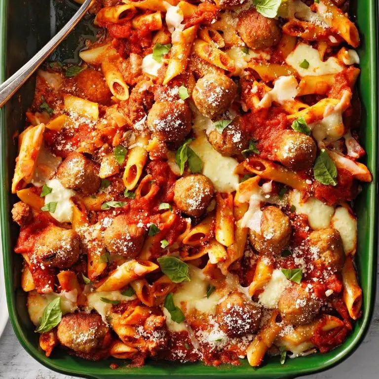 Baked Mostaccioli with Meatballs