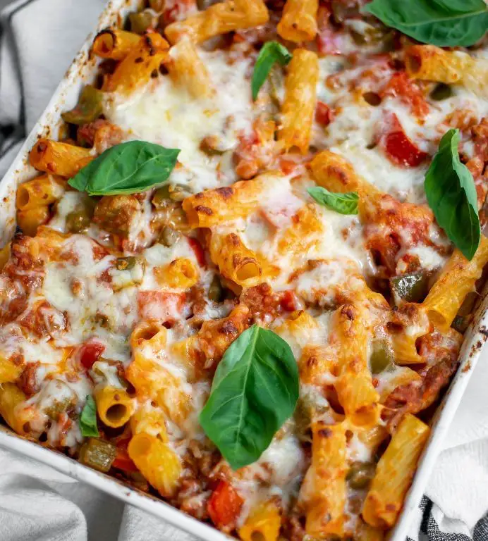 Baked Mostaccioli with Sausage and Peppers