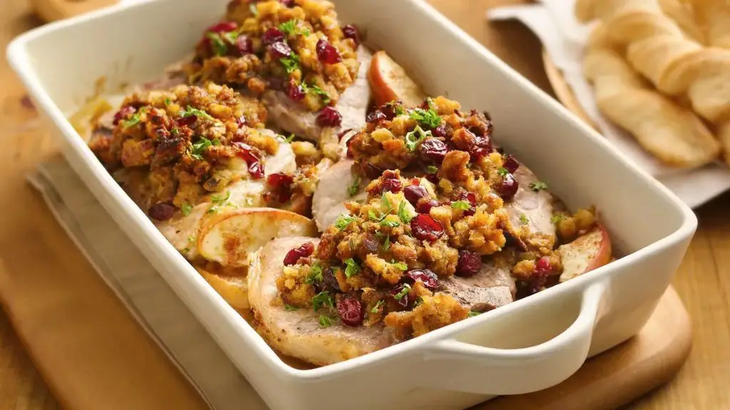 Baked Pork Chops with Apple Stuffing