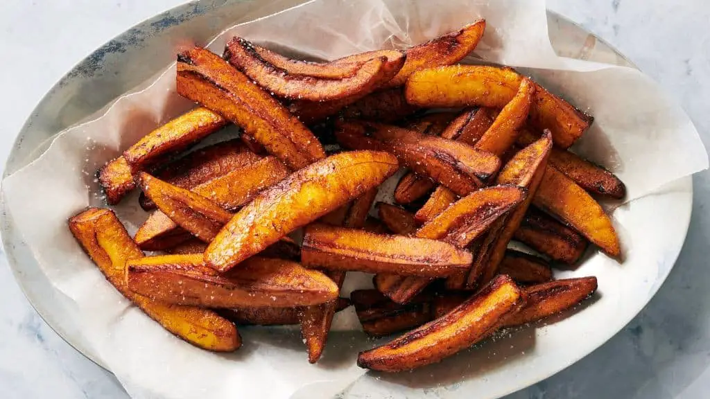 Baked Sweet Plantain Fries with Spiced Sugar