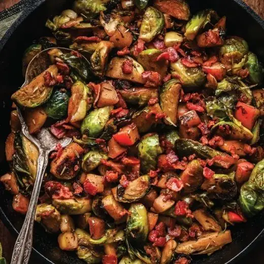 Balsamic Brussels Sprouts and Apple Skillet