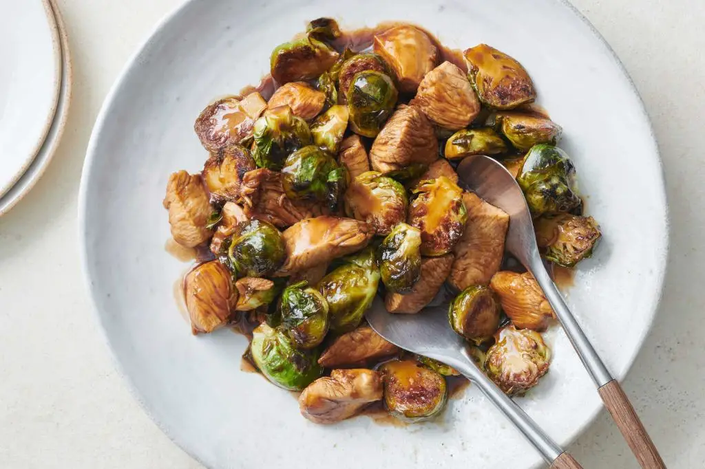 Balsamic Brussels Sprouts and Chicken Stir-Fry