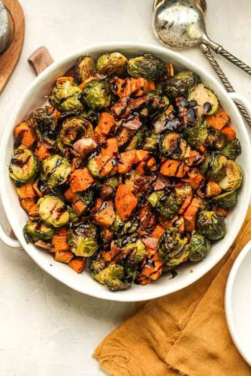 Balsamic Brussels Sprouts and Sweet Potato Hash
