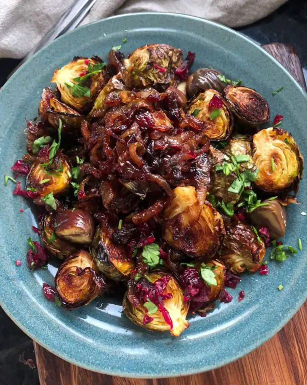Balsamic Brussels Sprouts with Caramelized Onions