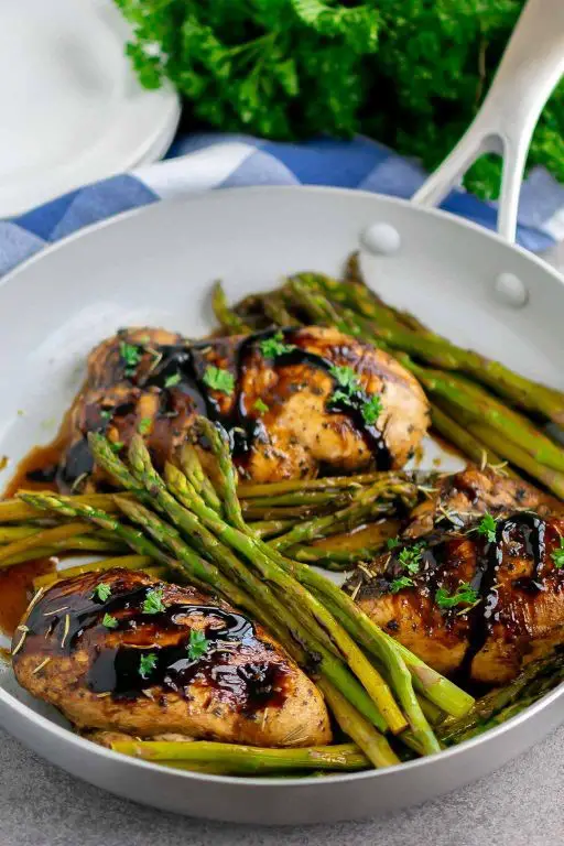 Balsamic Glazed Chicken Milanese with Asparagus