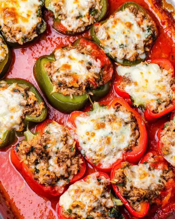 Bamboo Steamer Stuffed Bell Peppers