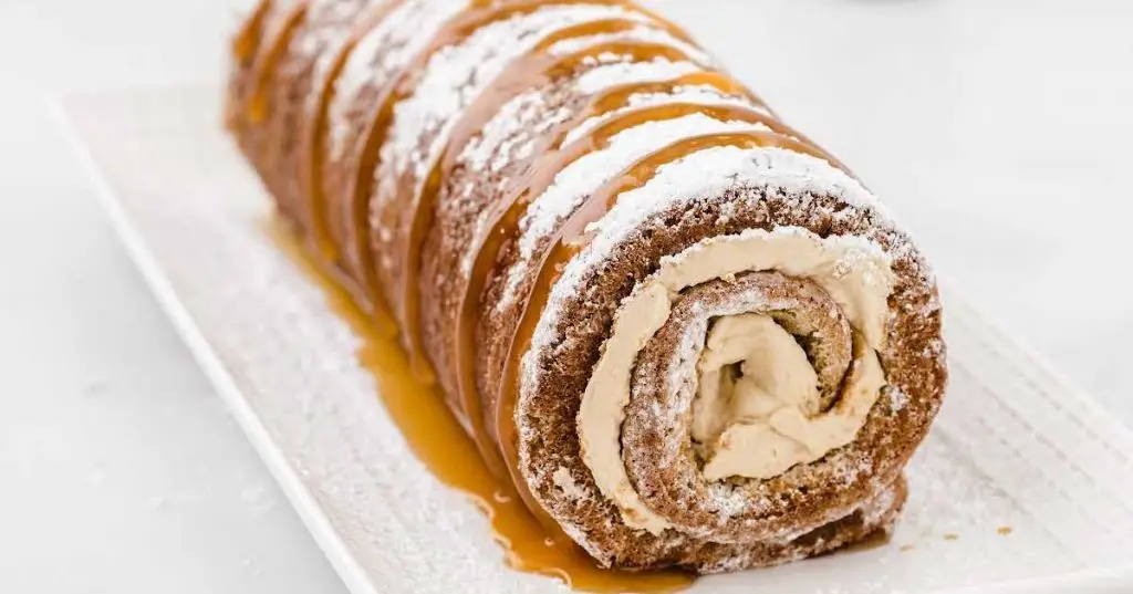 Banana Cake Roll with Caramel Drizzle