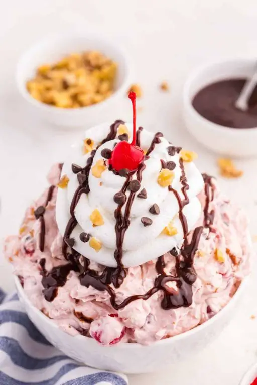 Banana Fluff Salad with Caramel Drizzle
