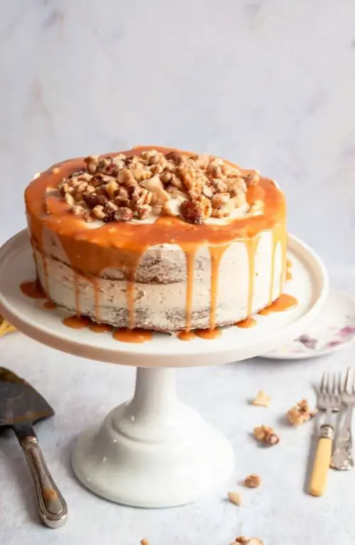 Banana Nut Hoe Cakes with Caramel Sauce