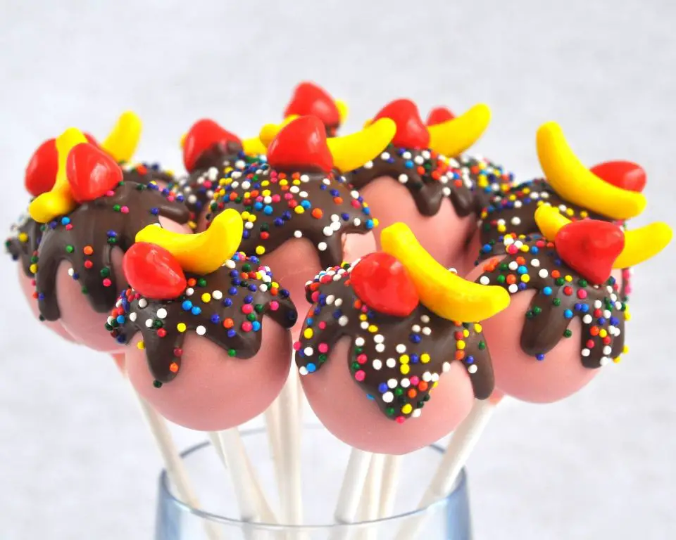 Banana Split Cake Pops
