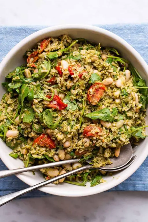 Basil Pesto Brown Rice Salad