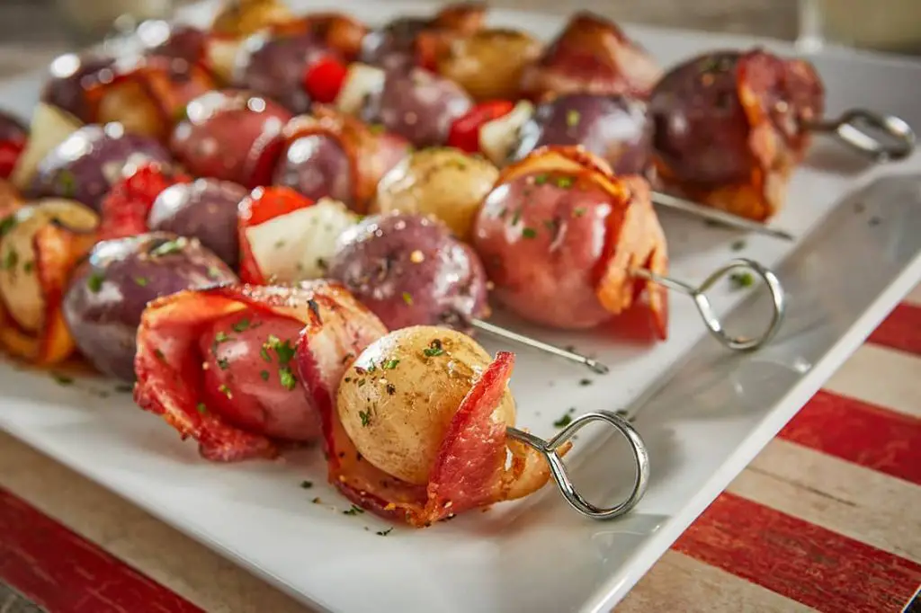 Batata and Bacon Skewers
