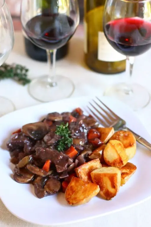 Beef Bourguignon with Roasted Potatoes