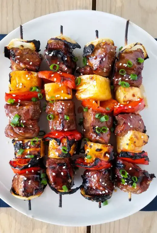 Beef Chuck Kabobs with Bell Peppers and Pineapple