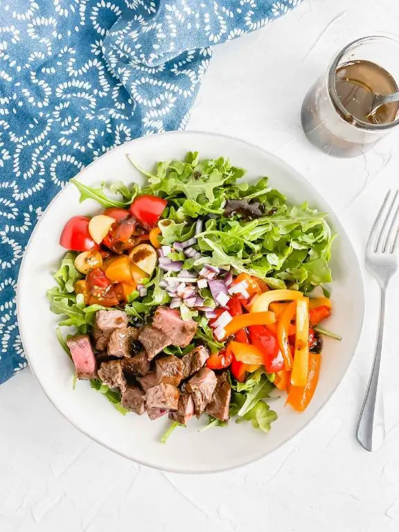 Beef Heart Salad with Arugula and Balsamic Dressing
