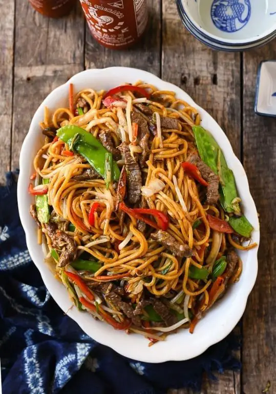 Beef Lo Mein with Sweet Chili Sauce