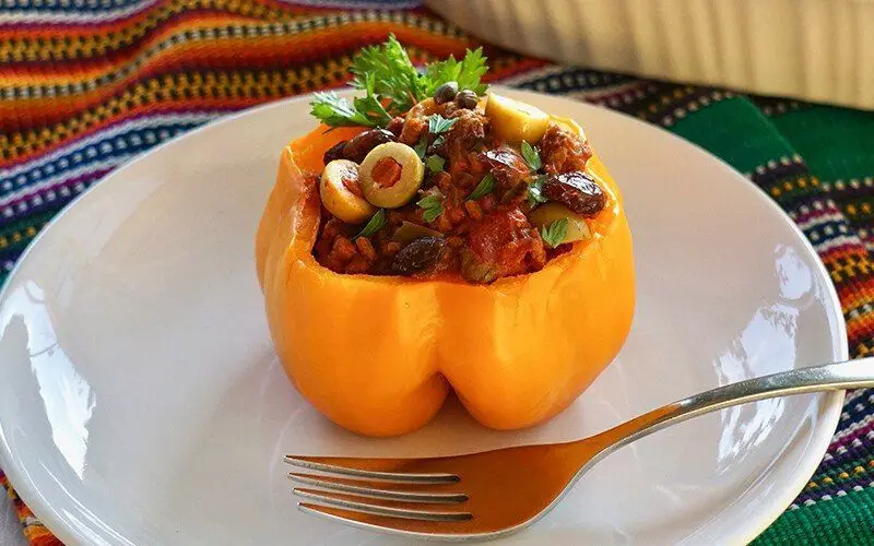Beef Picadillo Stuffed Peppers