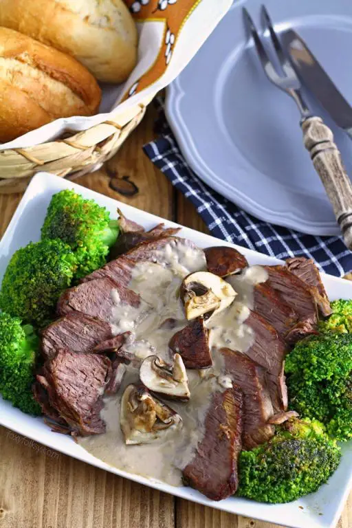 Beef Rib Roast with Creamy Mushroom Sauce