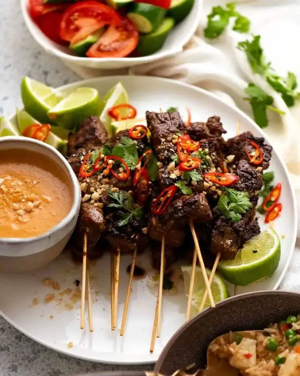 Beef Satay Skewers with Peanut Sauce