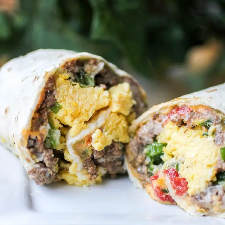 Beef Sausage Breakfast Burritos