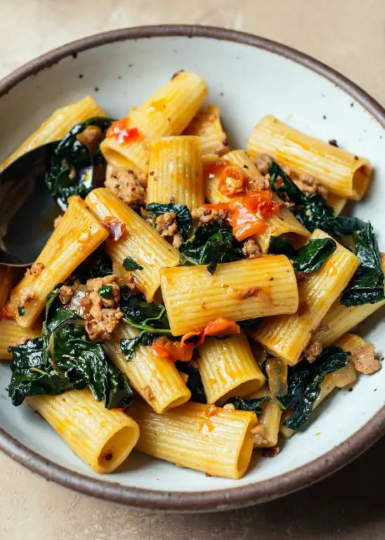 Beef Sausage and Kale Pasta