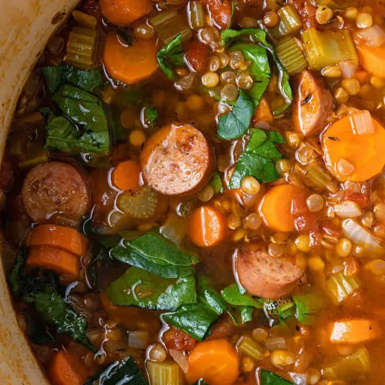 Beef Sausage and Lentil Soup