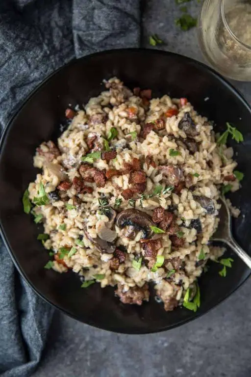 Beef Sausage and Mushroom Risotto