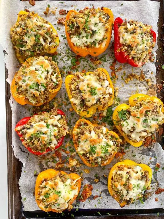 Beef Sausage and Quinoa Stuffed Peppers
