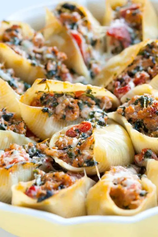 Beef Sausage and Spinach Stuffed Shells