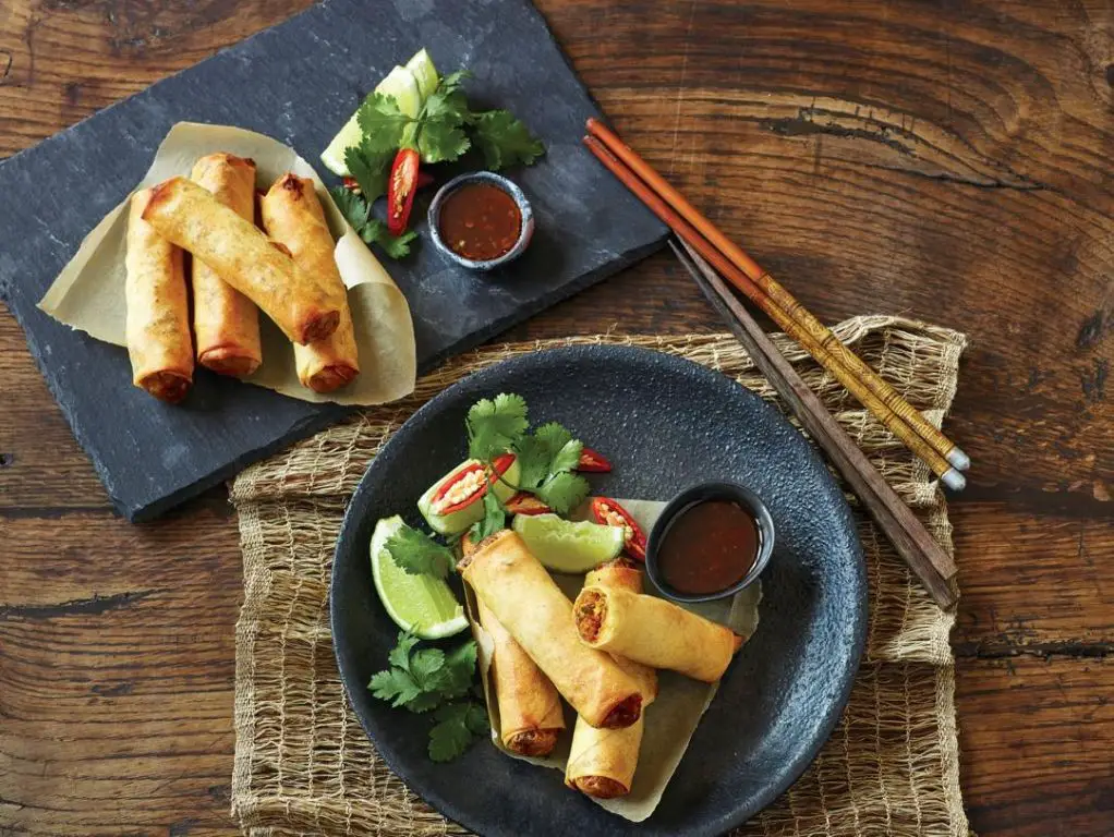 Beef Spring Rolls with Sweet Chili Sauce