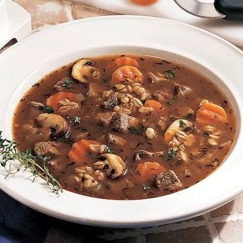 Beef and Barley Stew with Mushrooms