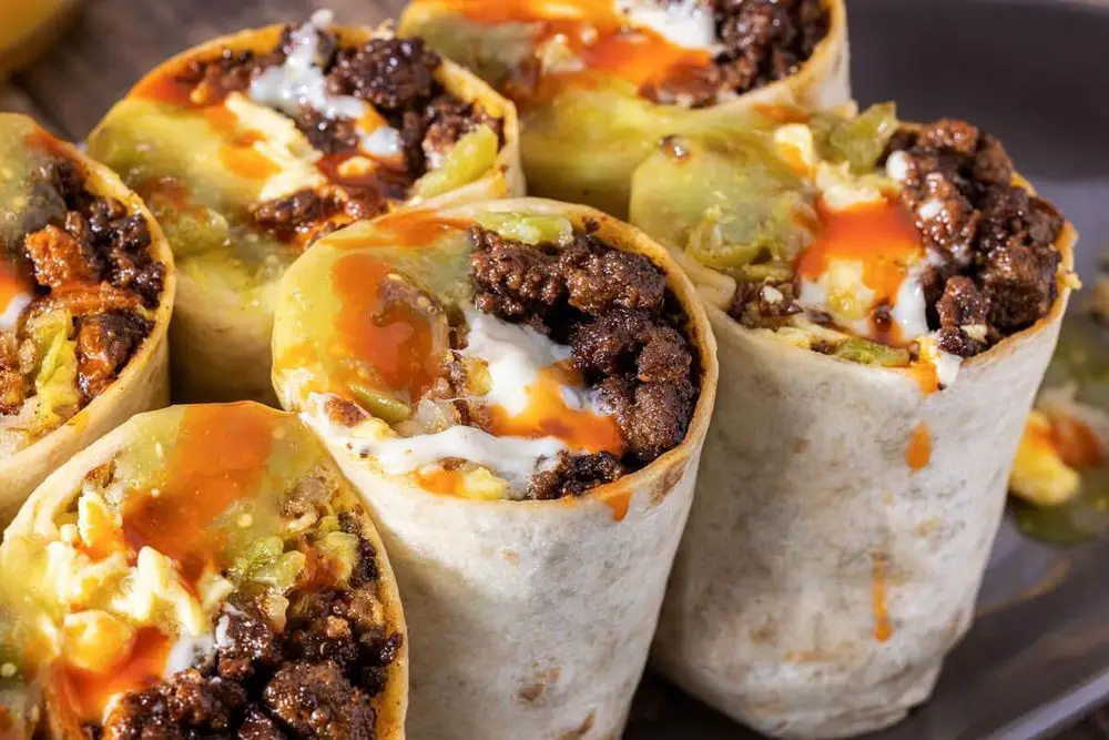 Beef and Chorizo Burrito with Queso