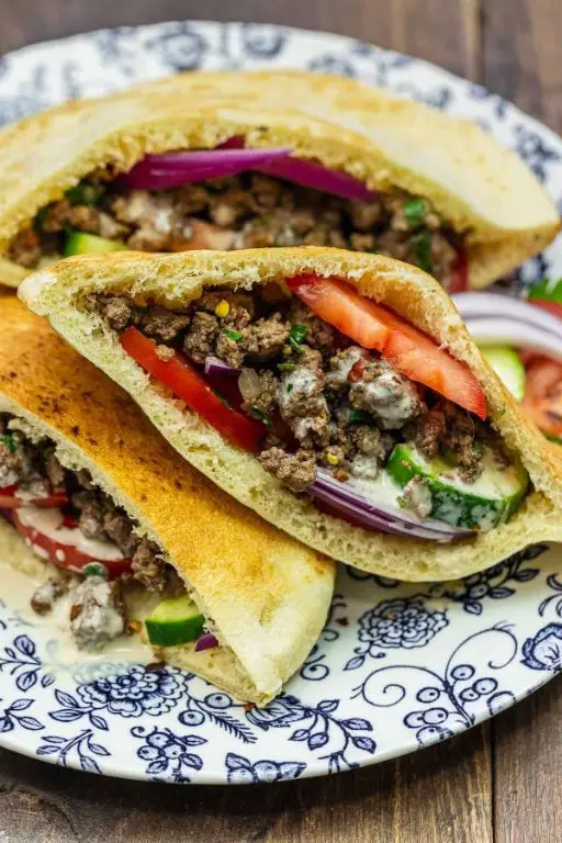 Beef and Hummus Stuffed Pita Pockets