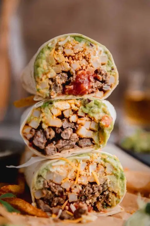 Beef and Jalapeño Burrito with Sour Cream