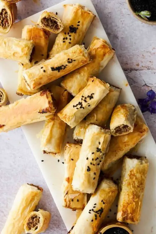 Beef and Onion Phyllo Rolls