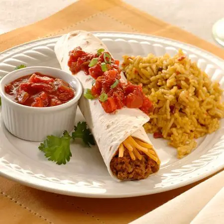 Beef and Rice Burrito with Salsa