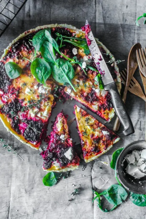 Beet Stem and Feta Tart