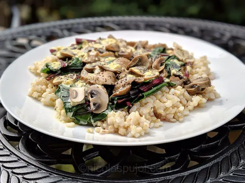 Beet Stem and Mushroom Risotto