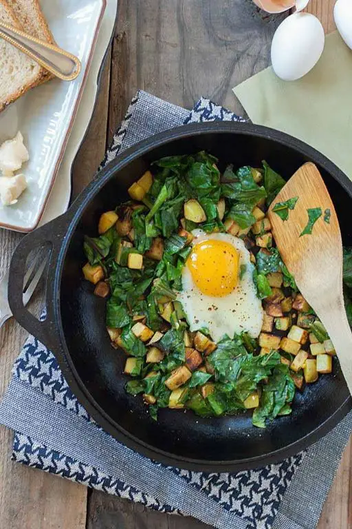 Beet Stem and Potato Hash