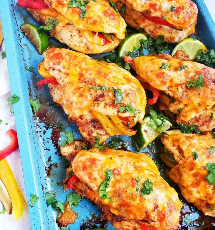 Bell Pepper and Onion Stuffed Chicken Breast