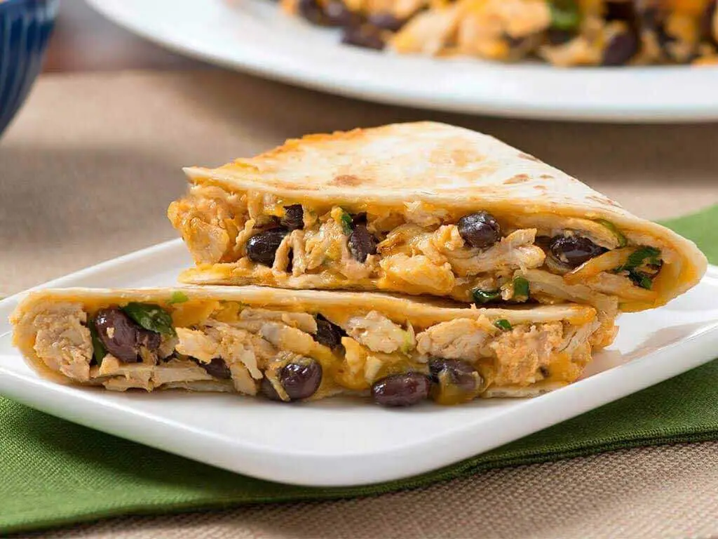 Black Bean Shredded Chicken Quesadillas