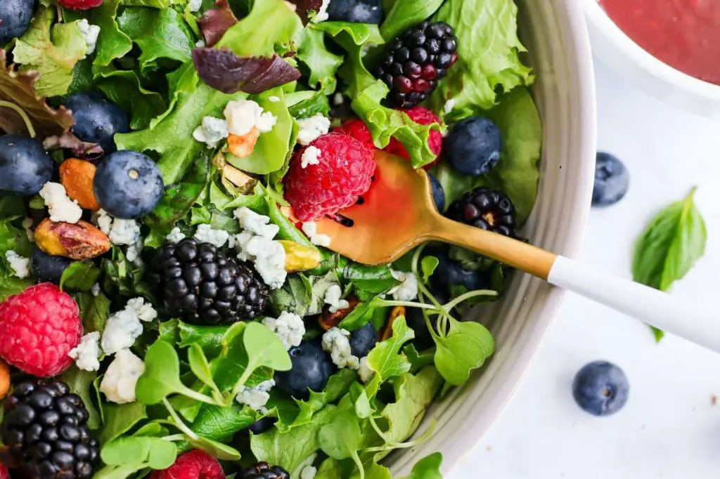 Blackberry Basil Fruit Salad with Cool Whip Dressing