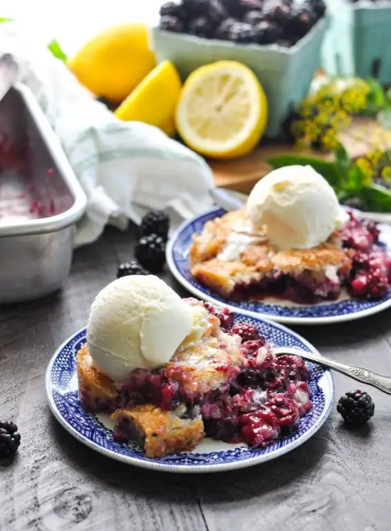 Blackberry Cobbler with Vanilla Ice Cream