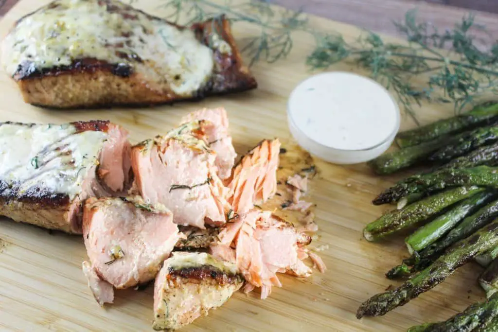 Blackstone Grilled Salmon with Dill Sauce